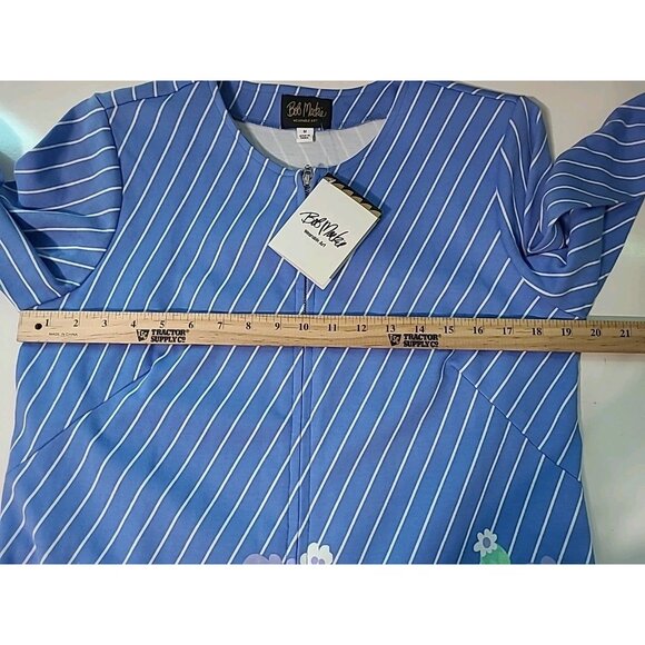 Bob Mackie Wearable Art Jacket Full Zip Size M Womens Blue Stripe Floral Vtg NWT - Picture 3 of 15